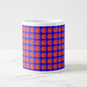 Taza De Café Gigante Patrones de abstención azul y rojo de la marina br
