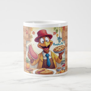 Taza De Café Gigante Pavo divertido Chef en acción, Día de Acción de Gr