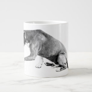 Taza De Café Gigante Paw Educada—Mezcla de Pitbull Monocroma
