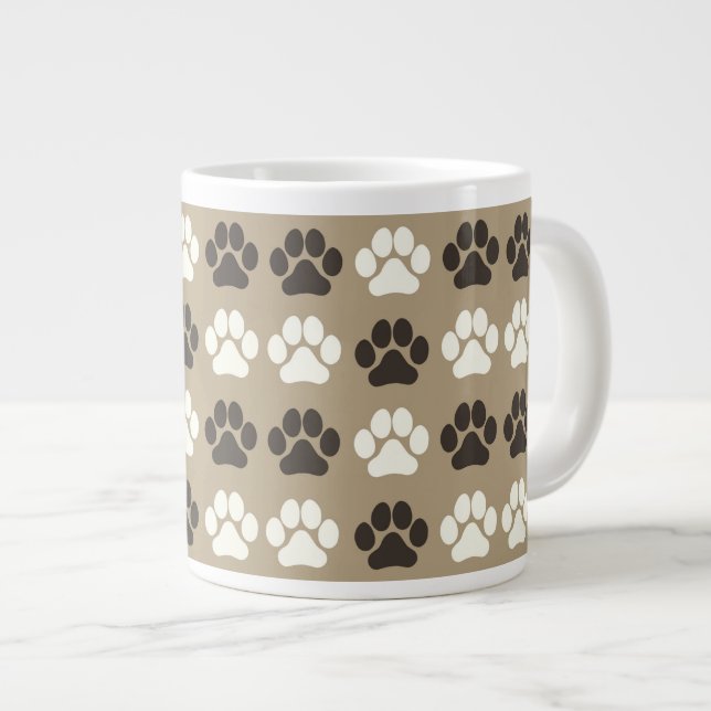 Taza De Café Gigante Paw Print Pattern Earthy Sand (Derecha)
