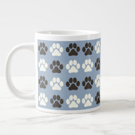 Taza De Café Gigante Paw Print Pattern Silver Blue 