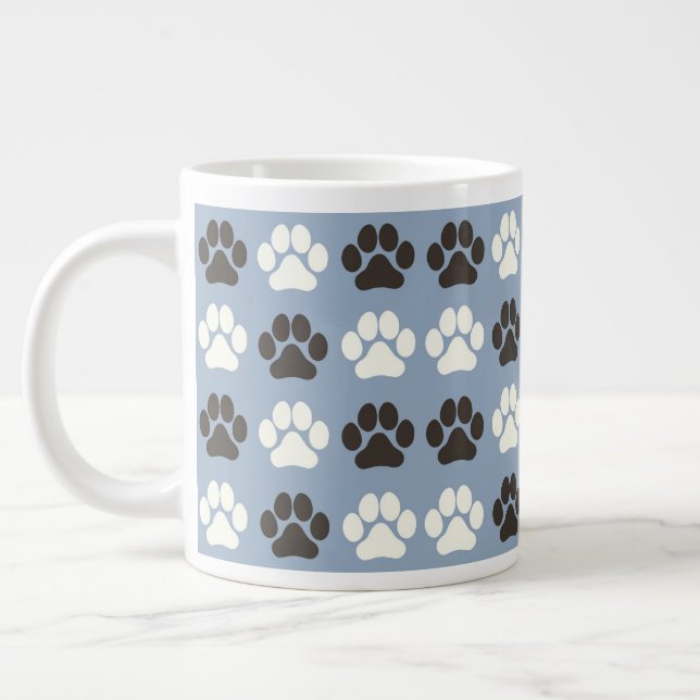 Taza De Café Gigante Paw Print Pattern Silver Blue  (Izquierda)