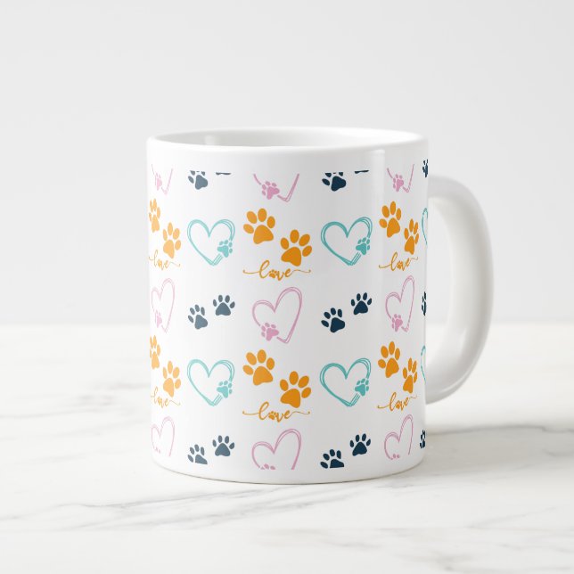 Taza De Café Gigante Paw Prints Cute Dog Lover  (Derecha)