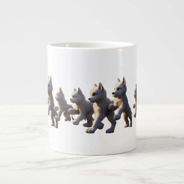 Taza De Café Gigante Paw Prints Walking Around Mug Base Design (Frente)