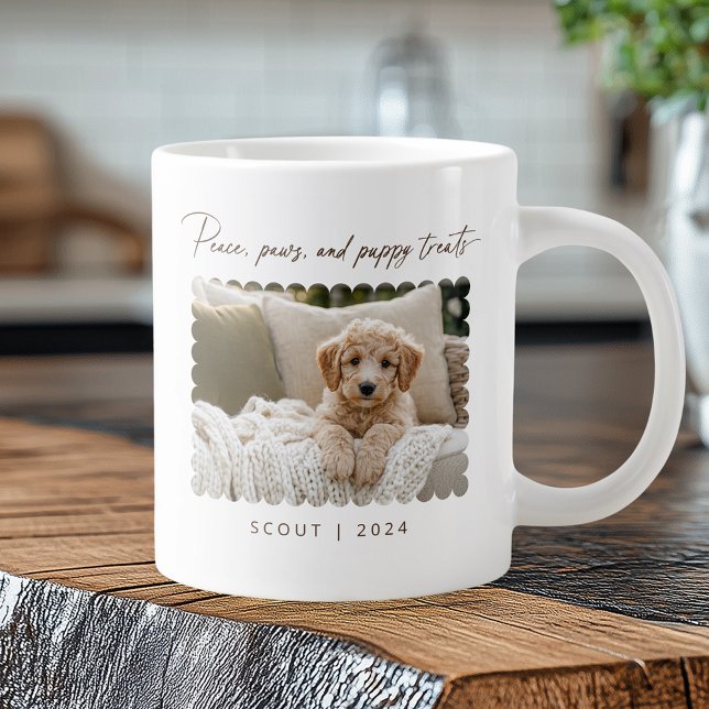Taza De Café Gigante Paws de Paz Puppy trata Foto De Perro Mascota (Shown on a Jumbo mug)