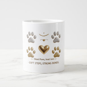 Taza De Café Gigante Paws silenciosos, amor fuerte - Jumbo Mug para los