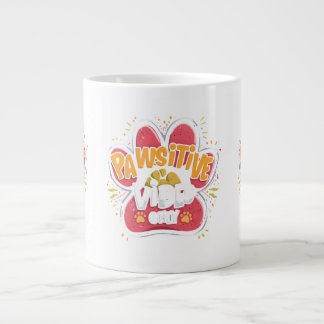 Taza De Café Gigante Pawsitive Vibes Only Paw Print Mug