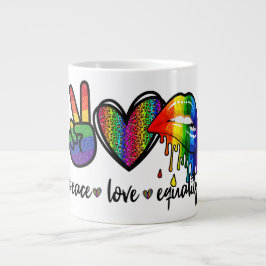 Taza De Café Gigante Paz, amor e igualdad