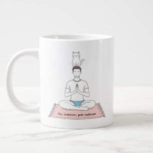 Taza De Café Gigante Paz Interior, Gato Exterior