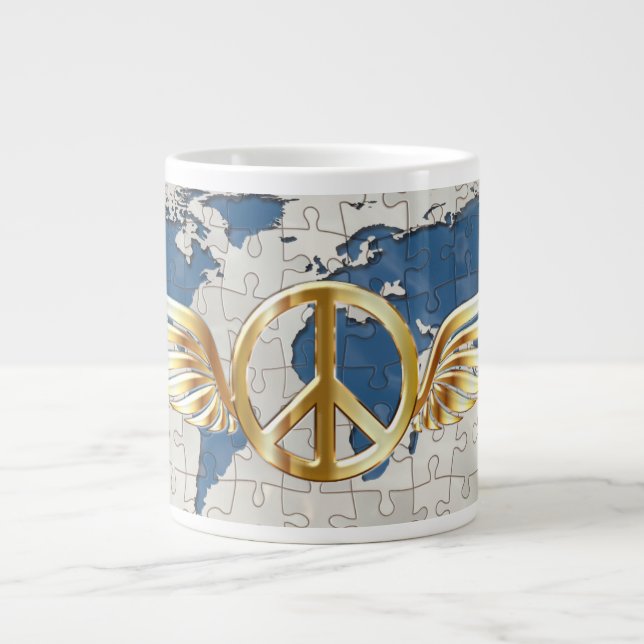 Taza De Café Gigante Paz voladora mundial (Frente)