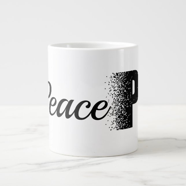 Taza De Café Gigante Peace Disintegration Effect Typography  Mug (Frente)