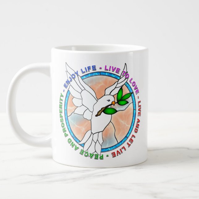 Taza De Café Gigante "PEACE DOVE" Café gigante de 20oz (Izquierda)