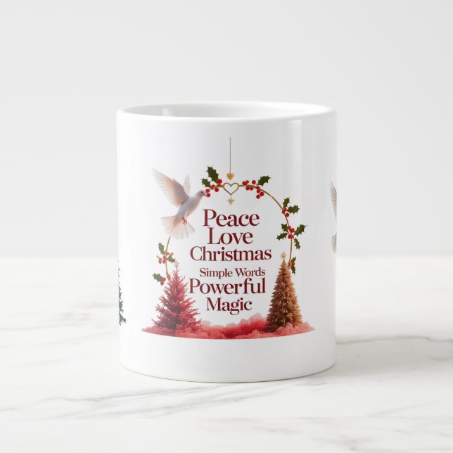 Taza De Café Gigante Peace Love Christmas Dove Mug – Specialty Jumbo  (Frente)