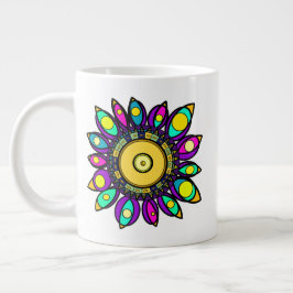 TAZA DE CAFÉ GIGANTE PEACOCK MANDALA