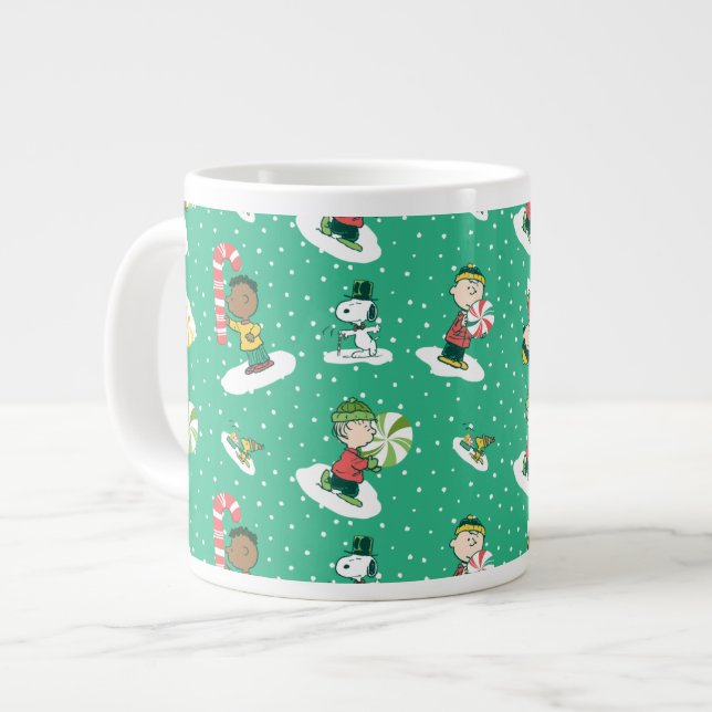 Taza De Café Gigante Peanuts Peppermint Dreams Snowflake Pattern (Izquierda)