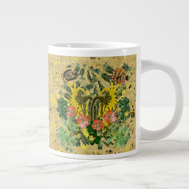 Taza De Café Gigante Peces y flores (Derecha)