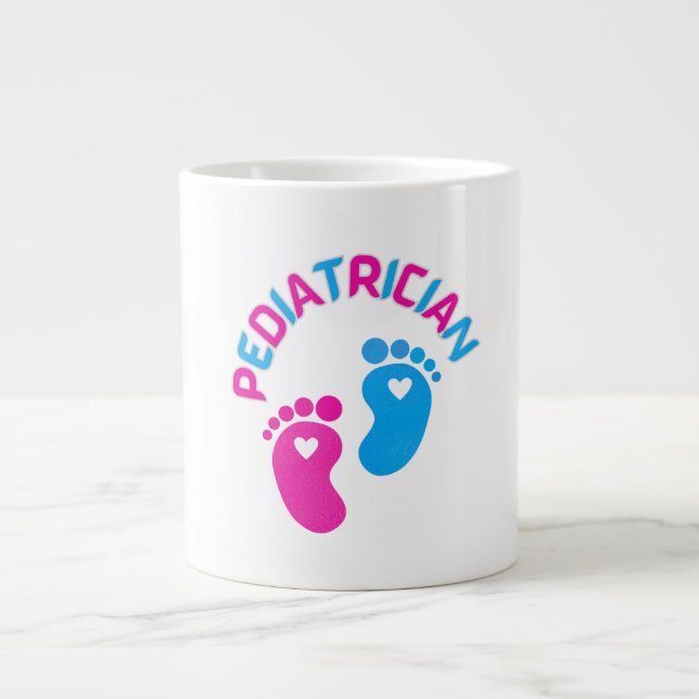 Taza De Café Gigante Pediatra, médica pediatra, médica infantil, (Frente)