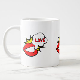 Taza De Café Gigante Pegatina - Burbuja de habla de boca + TU TEXTO E I