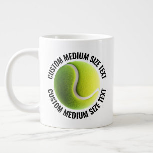 Taza De Café Gigante Pelota de tenis personalizada con texto de tamaño