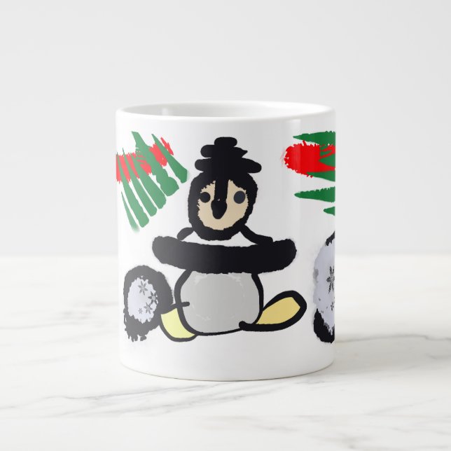 Taza De Café Gigante Penguin rock Christmas  (Frente)