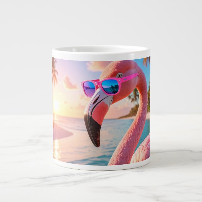 Taza De Café Gigante PENSADOR DE ROSA - Flamenco ROSA (Frente)