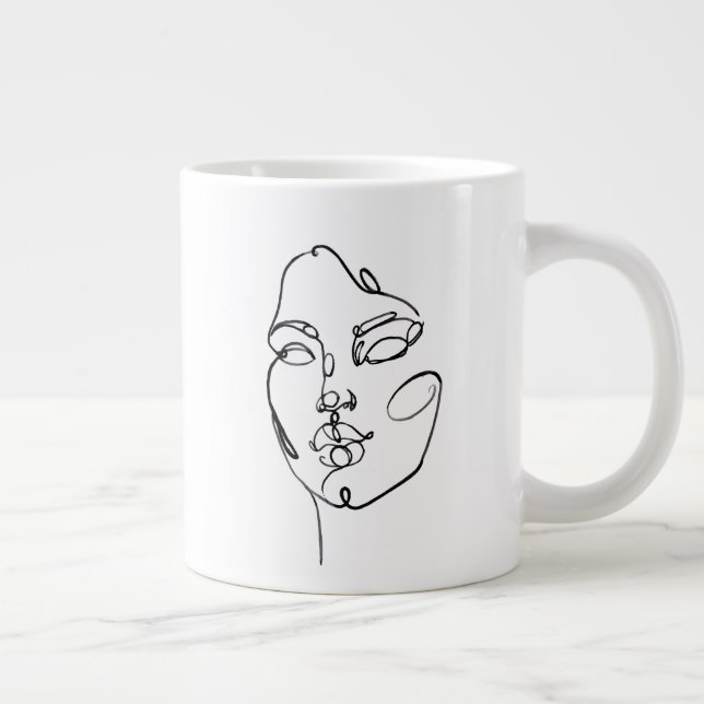 Taza De Café Gigante Pensamientos lineales - cara (Derecha)