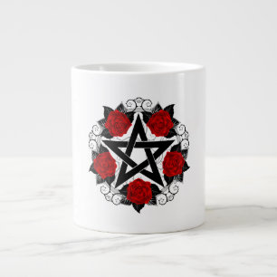 Taza De Café Gigante Pentagram con rosas rojas