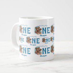 Taza De Café Gigante Pequeña acuarela Oso lindo animal primer cumpleaño