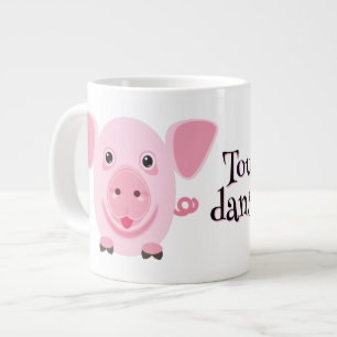 Taza De Café Gigante Pequeño cerdo rosa feliz y lindo