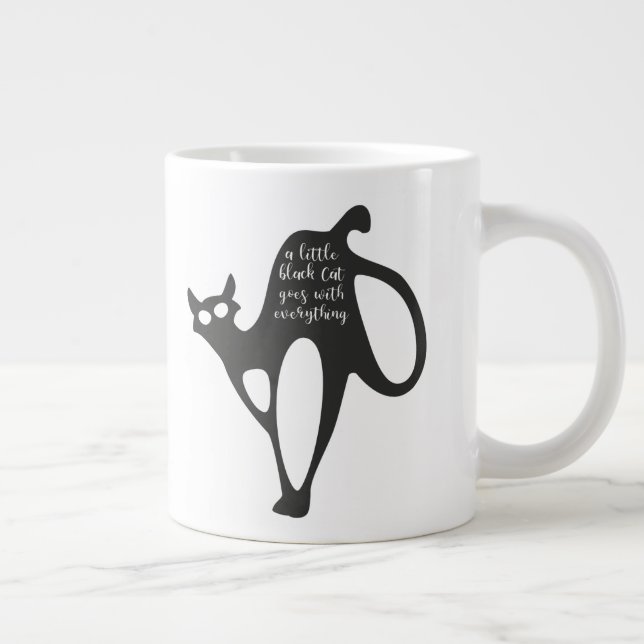 Taza De Café Gigante Pequeño gato negro (Derecha)