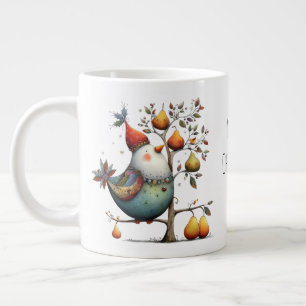 Taza De Café Gigante Perdiz caprichosa en un árbol de peras Navidad