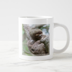 Taza De Café Gigante Perezoso bebé con madre colgando de un árbol