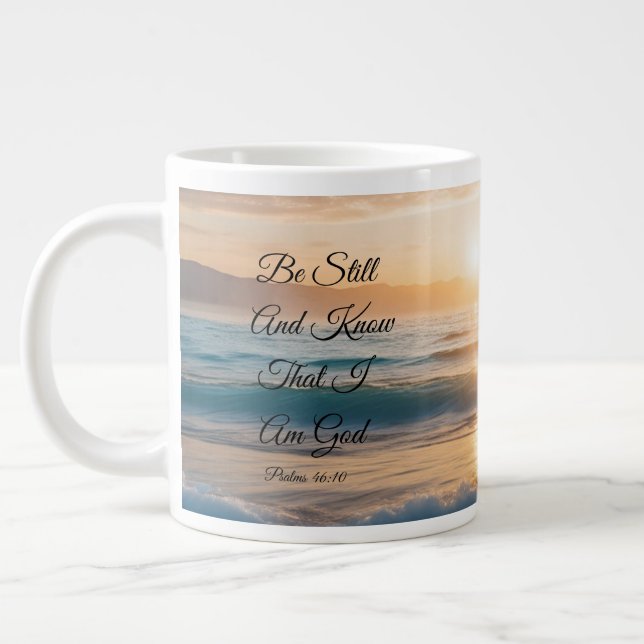 Taza De Café Gigante "Permanecer Y Saber Que Soy Dios" (Izquierda)