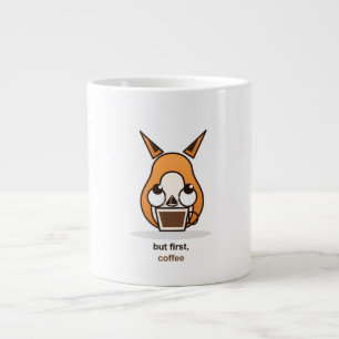 Taza De Café Gigante Pero Primero Café Zorro Lindo Amante Del Café Humo