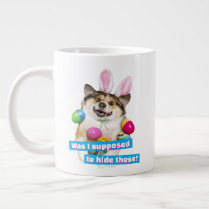 Taza De Café Gigante Perro acostado sobre huevos de Pascua