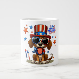 Taza De Café Gigante Perro/cachorro lindo, patriótico, 4 de julio