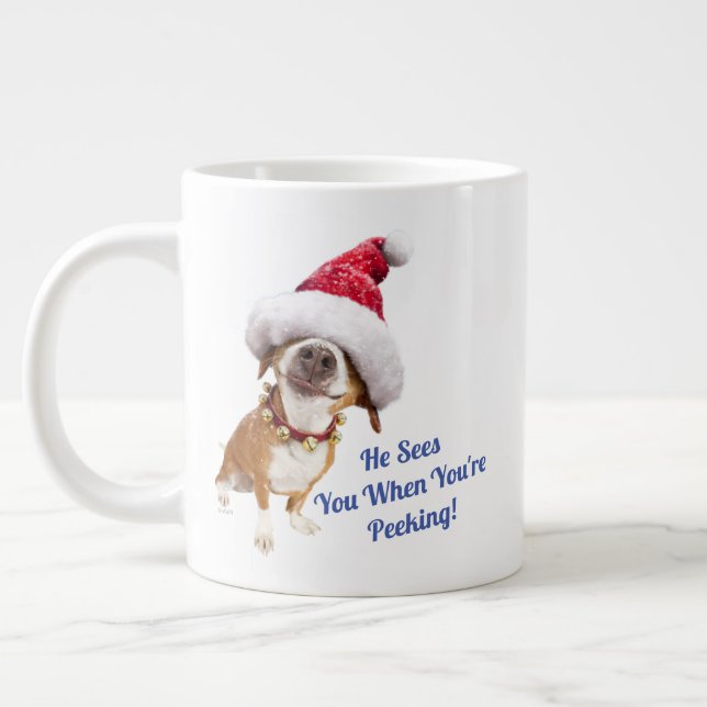 Taza De Café Gigante Perro con gran sombrero Santa (Izquierda)