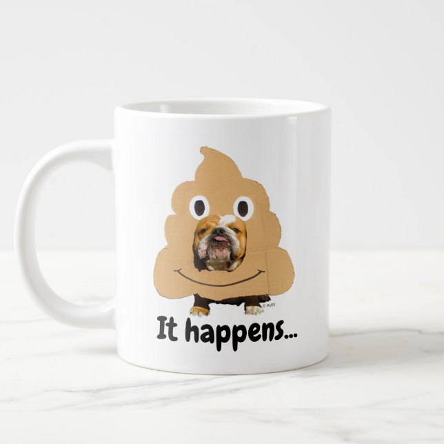 Taza De Café Gigante Perro con traje de Emoji de caca (Izquierda)