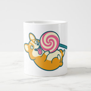 Taza De Café Gigante Perro Corgi Divertido con Piruleta Gigante