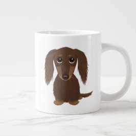 Taza De Café Gigante Perro Dachshund Chocolate Brown lindo de pelo larg