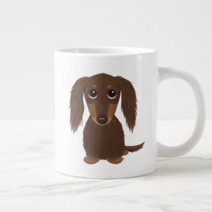 Taza De Café Gigante Perro Dachshund Chocolate Brown lindo de pelo larg