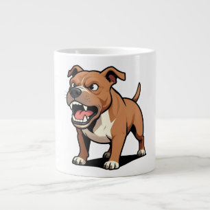 Taza De Café Gigante Perro de dibujos animados Pitbull marrón enfadado 