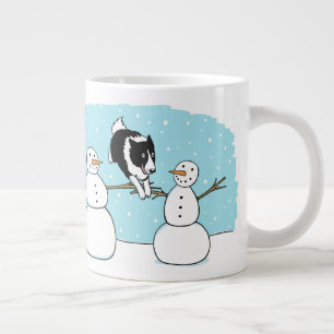Taza De Café Gigante Perro de la agilidad del collie de la frontera nav