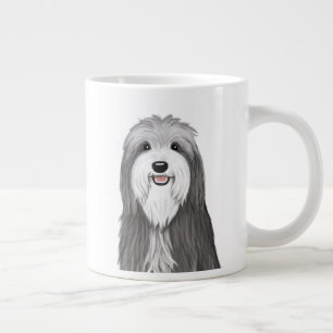 Taza De Café Gigante Perro de la caricatura de Collie con barba Cute