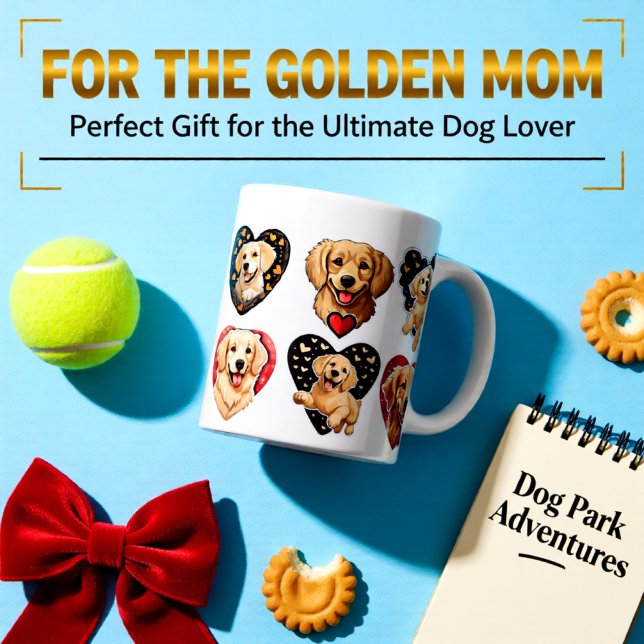Taza De Café Gigante Perro de Valentine Golden Retriever (Valentine Golden Retriever Heart Pattern Cute Dog Giant Coffee Mug)