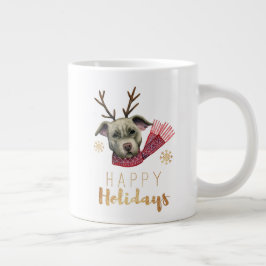Taza De Café Gigante Perro del pitbull del reno del navidad el | buenas