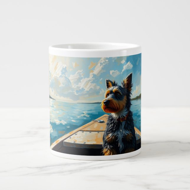 Taza De Café Gigante Perro en un barco (Frente)