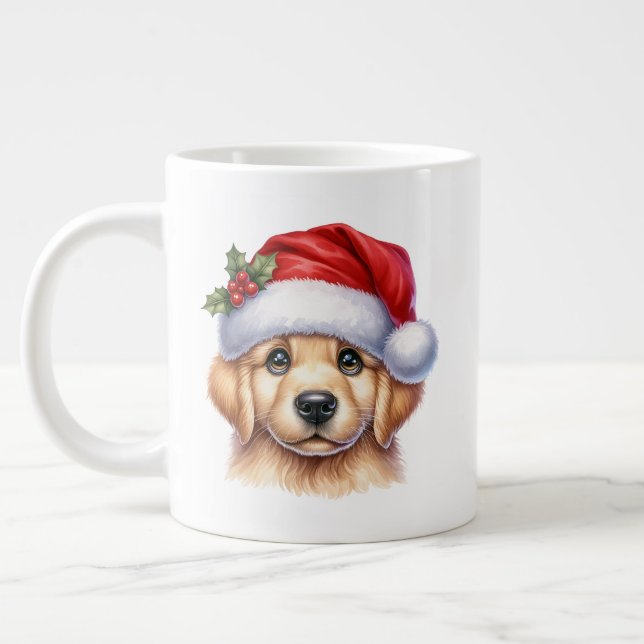 Taza De Café Gigante Perro Golden Retriever con Santa Claus Style-82535 (Izquierda)
