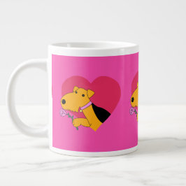 Taza De Café Gigante Perro lindo de Airedale Terrier de las tarjetas