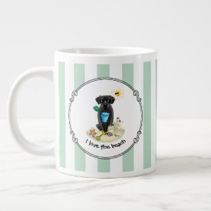Taza De Café Gigante Perro lindo - Verano Playa Labrador negro